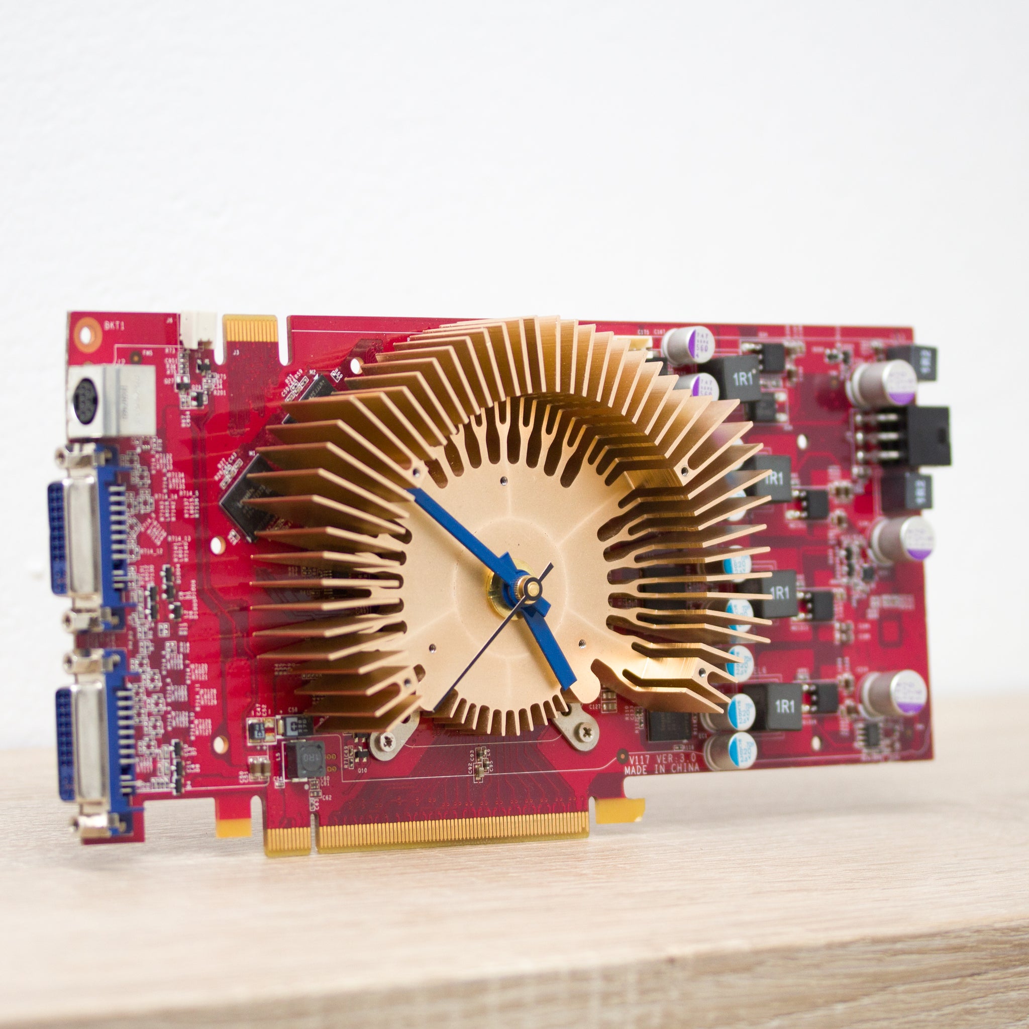 Desk clock for miner - Recycled red graphics card