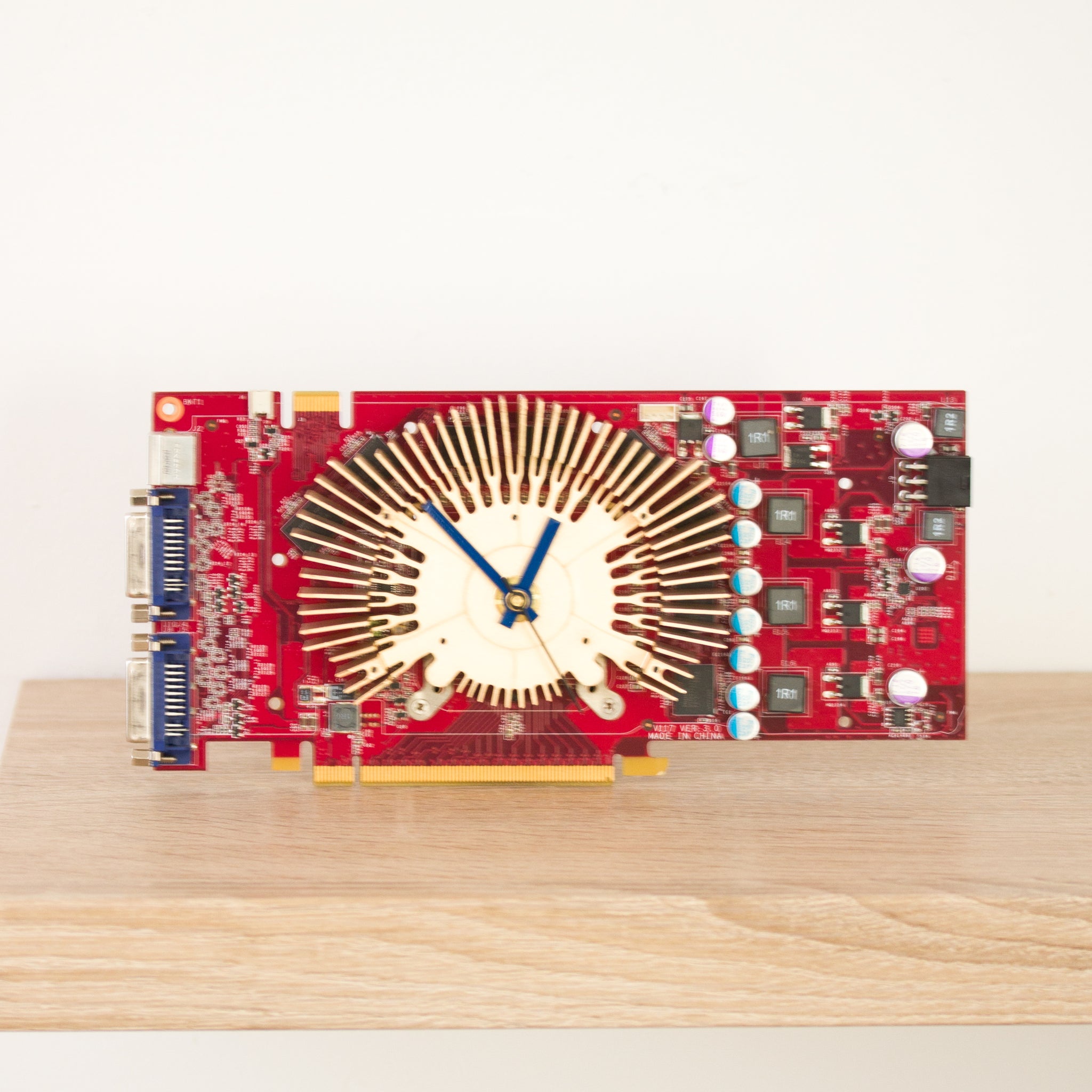 Desk clock for miner - Recycled red graphics card