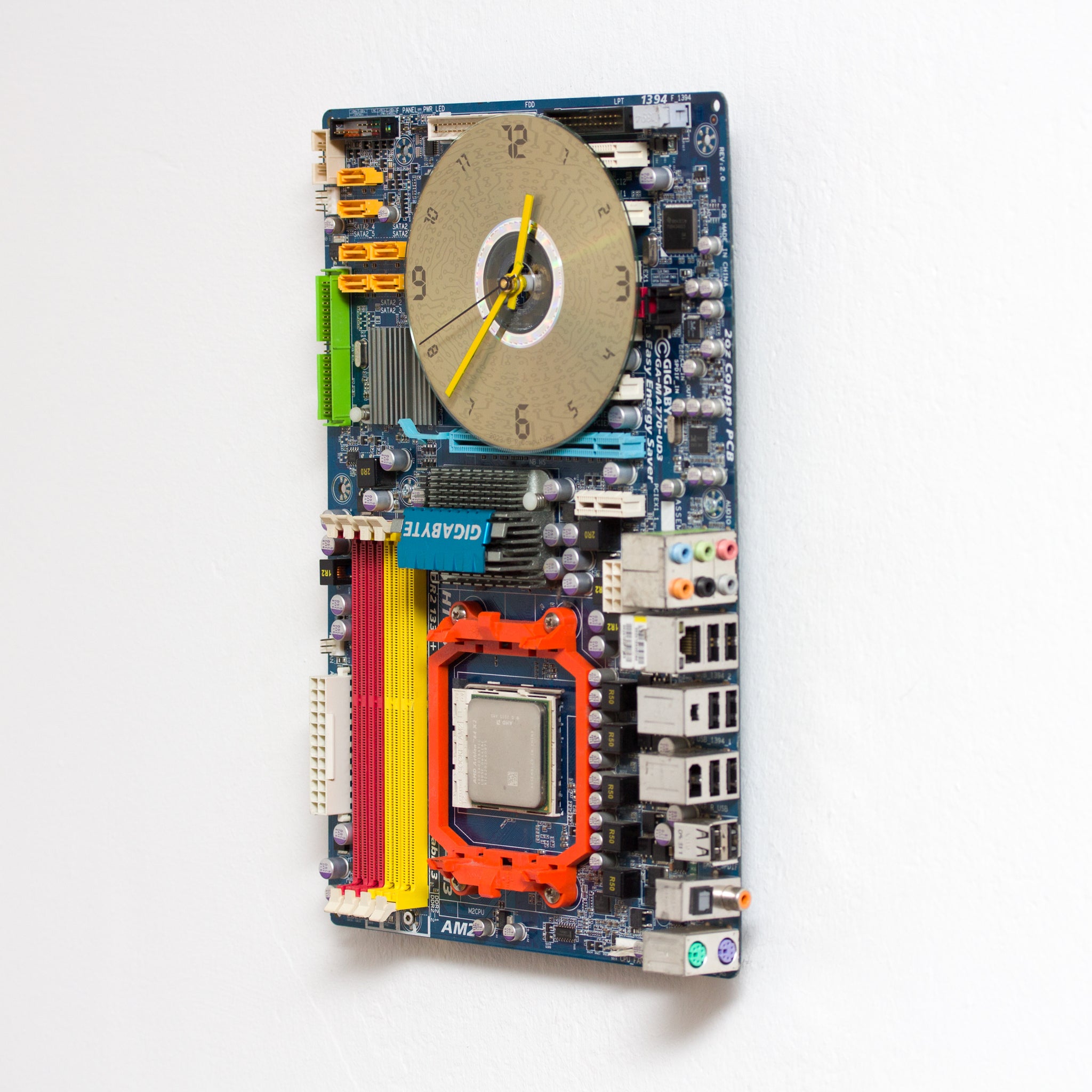 Geeky Wall Clock made of blue Circuit Board