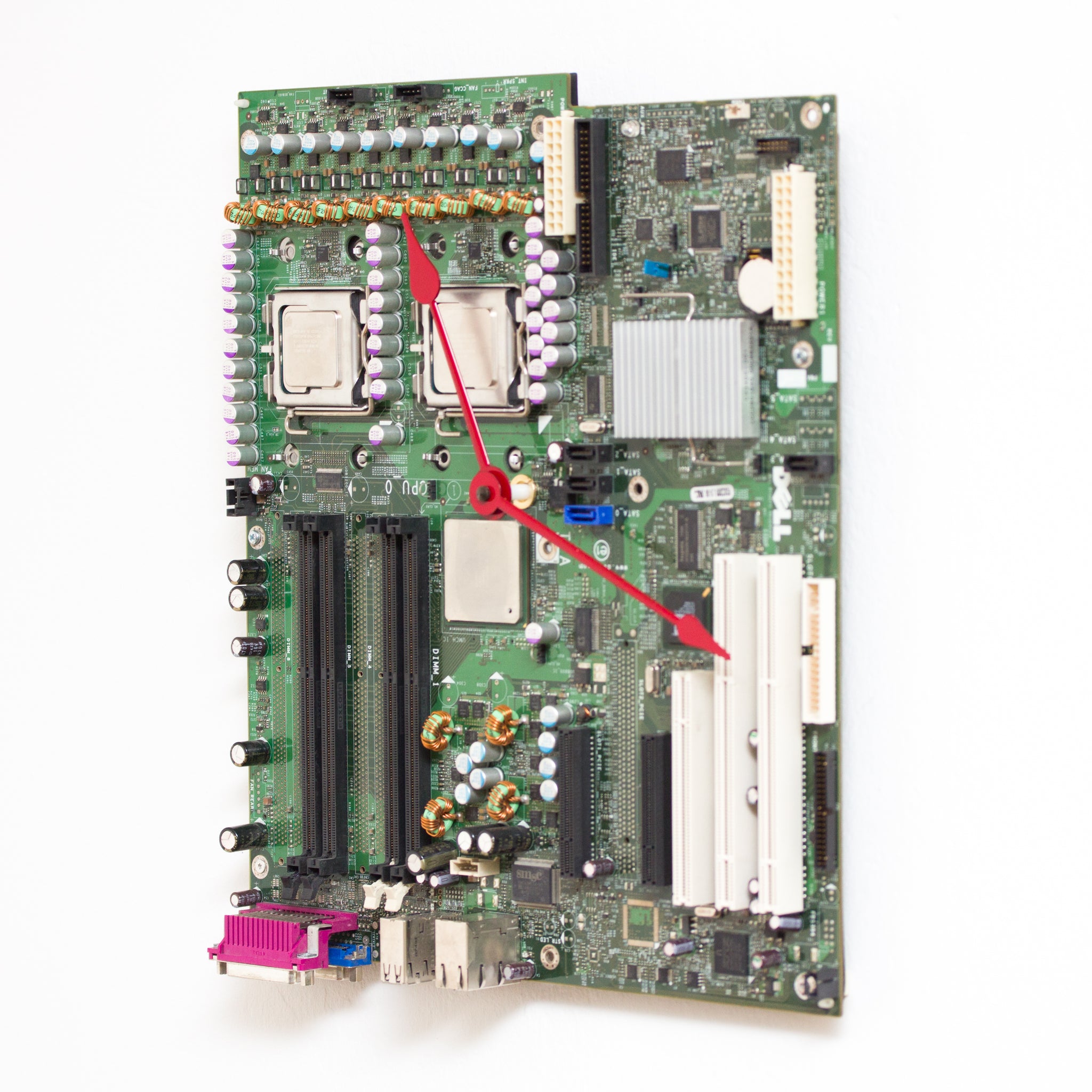 Green Wall Clock made of recycled motherboard