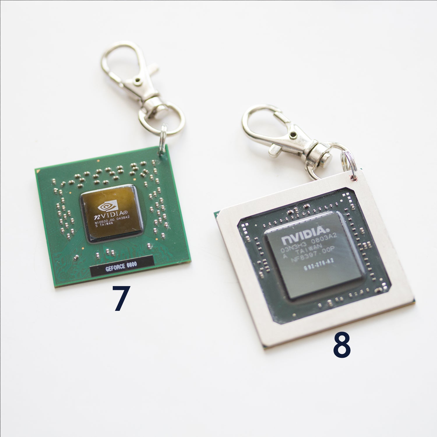 Chipset keychain, recycled computer keychain, nVidia graphic processor, GPU