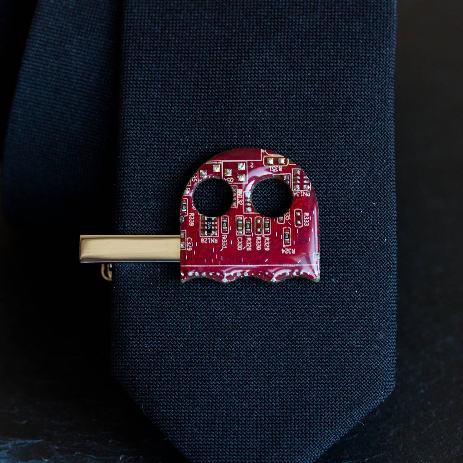 Pacman ghost inspired Circuit board Tie bar - geek mens gift, groomsmen tie clips, tie holder, gift for husband