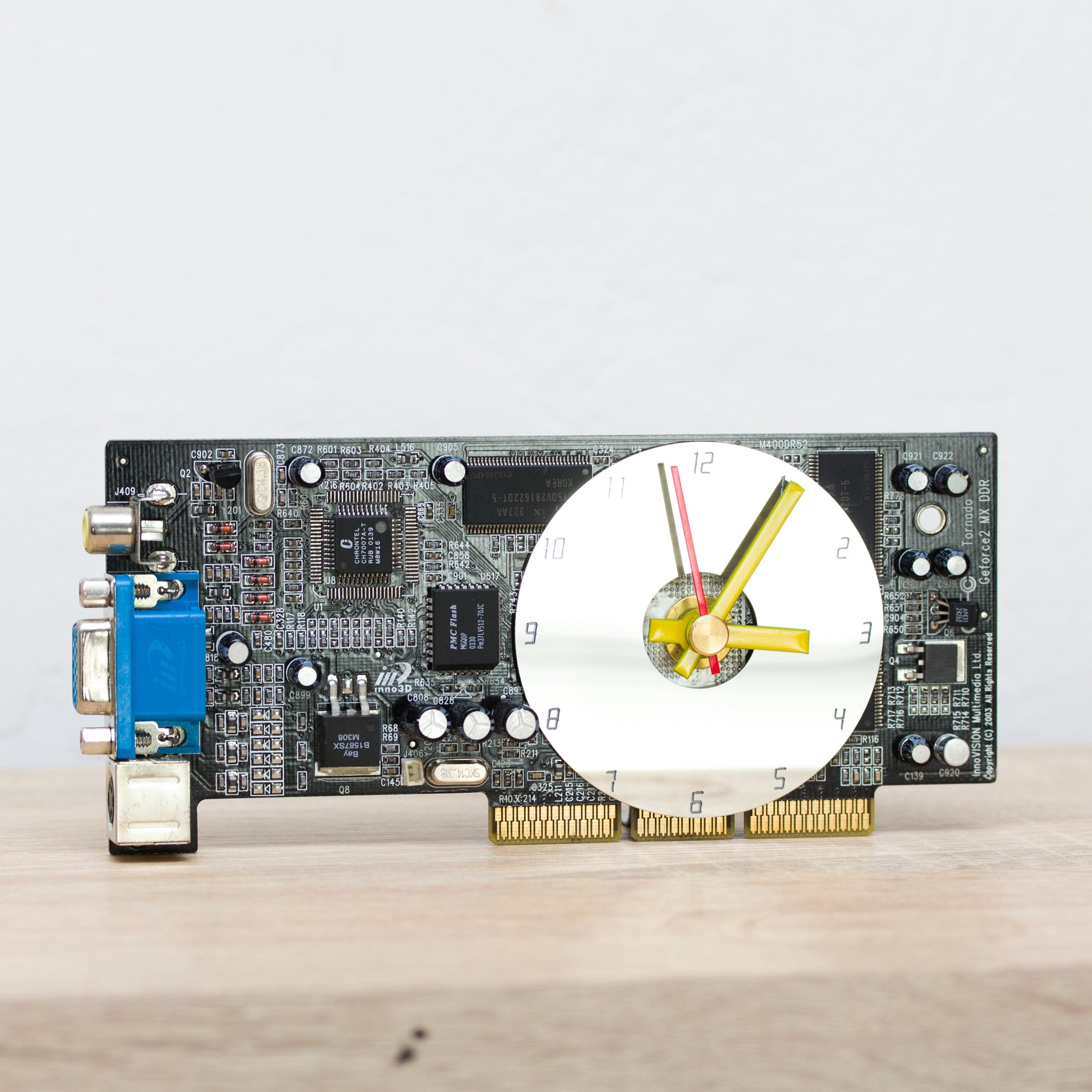 Desk clock - Recycled slim graphics card clock, unique office clock, black circuit board