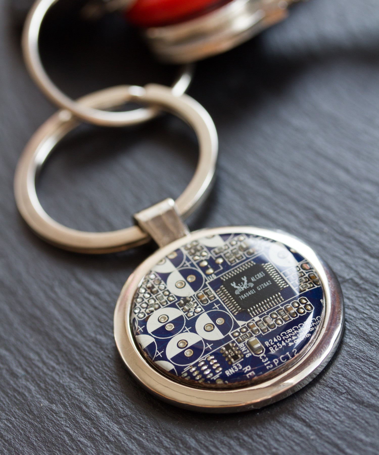 Large keychain with circuit board, unique gift for him