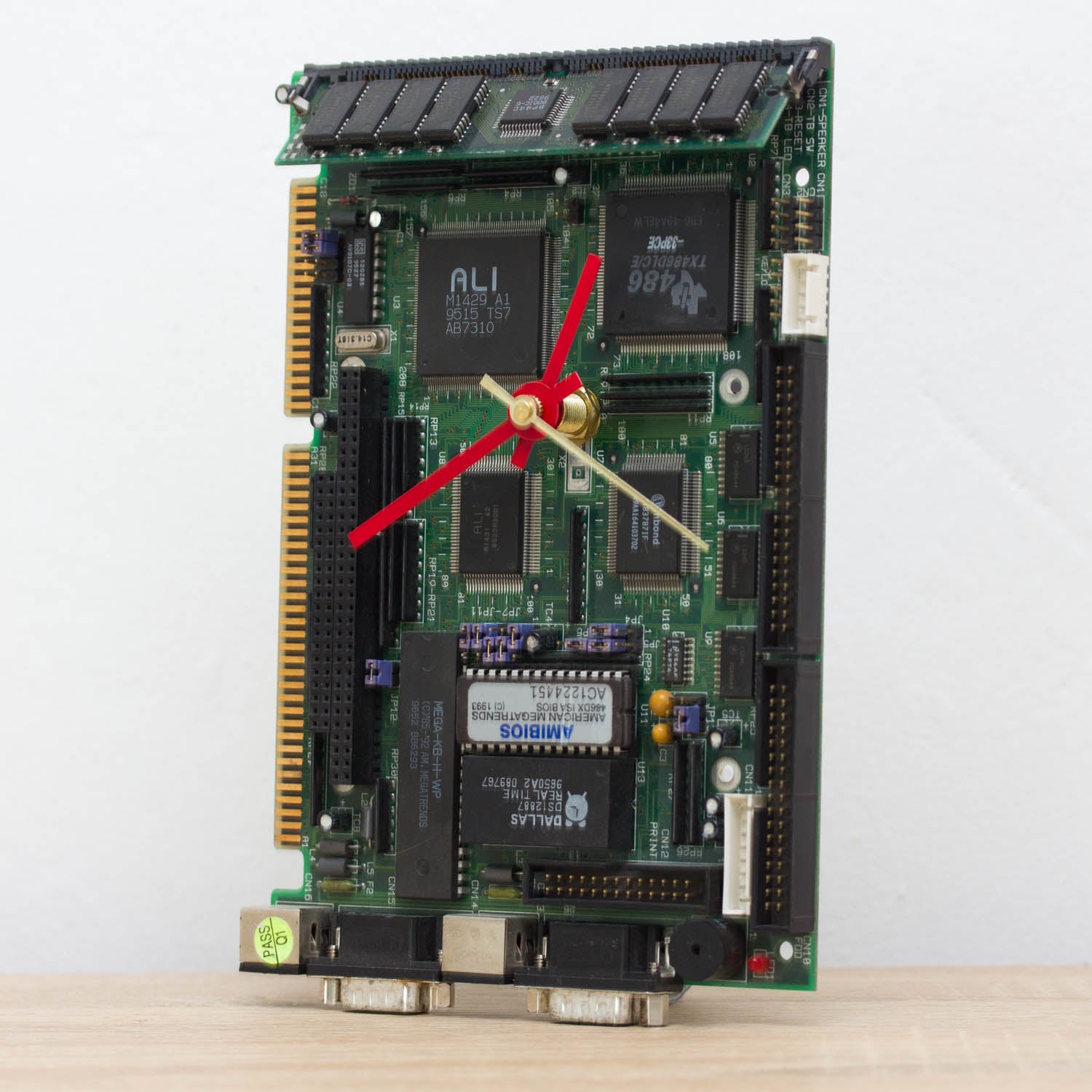 Techie Desk clock made of an old circuit board