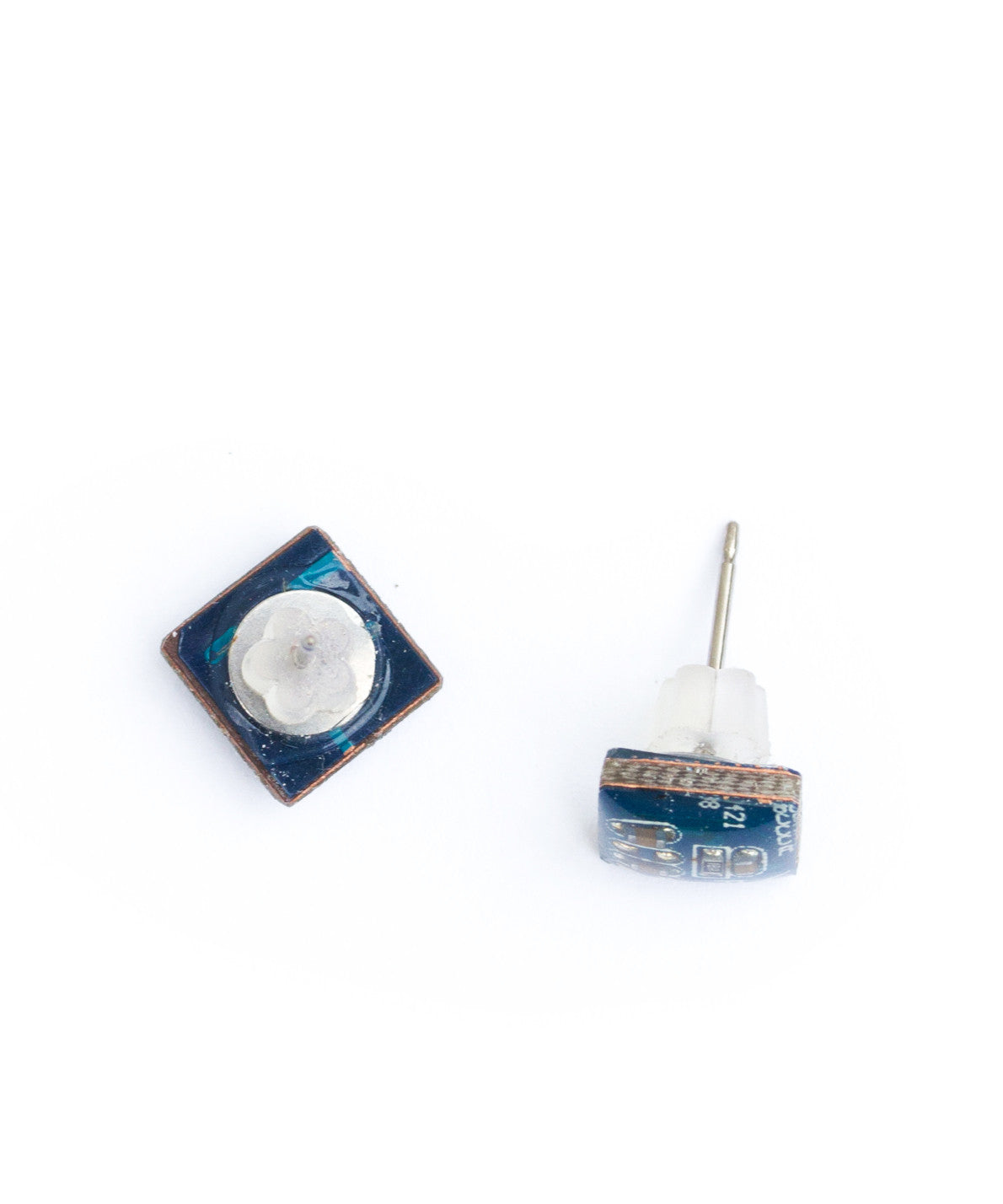 Circuit board square stud earrings