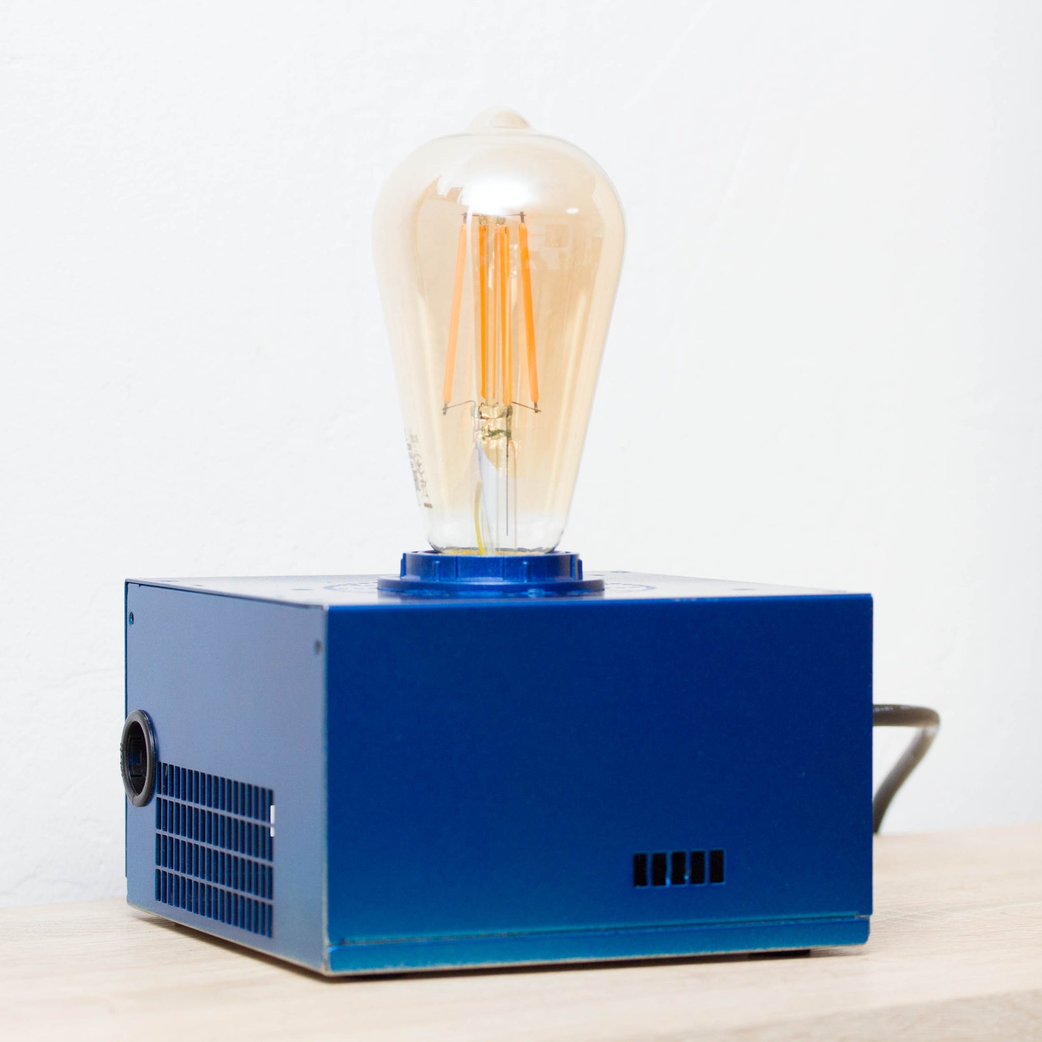 Table lamp made with recycled computer power supply unit