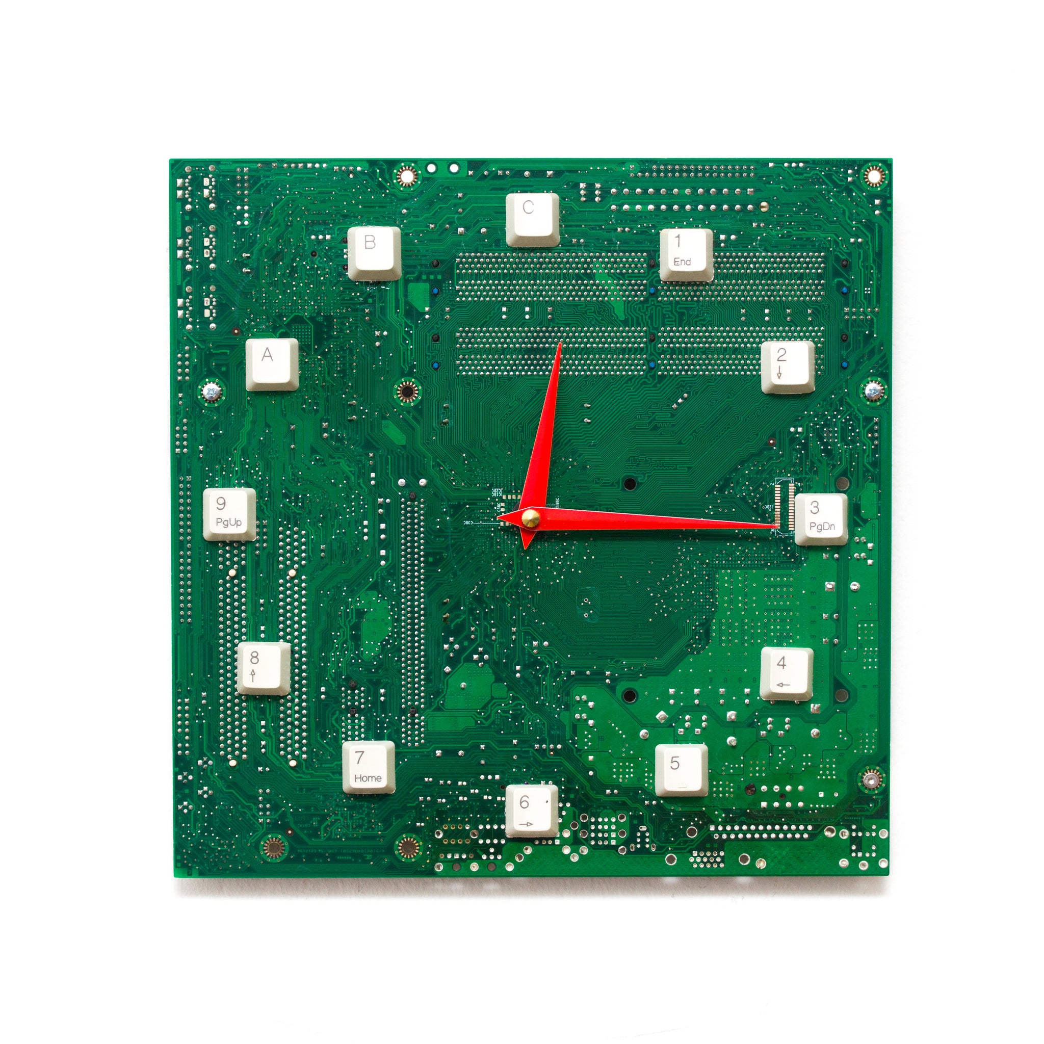 Wall Clock made of green motherboard