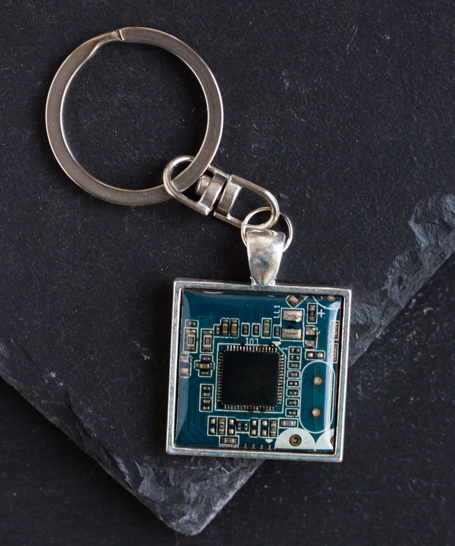 Circuit board keychain, square