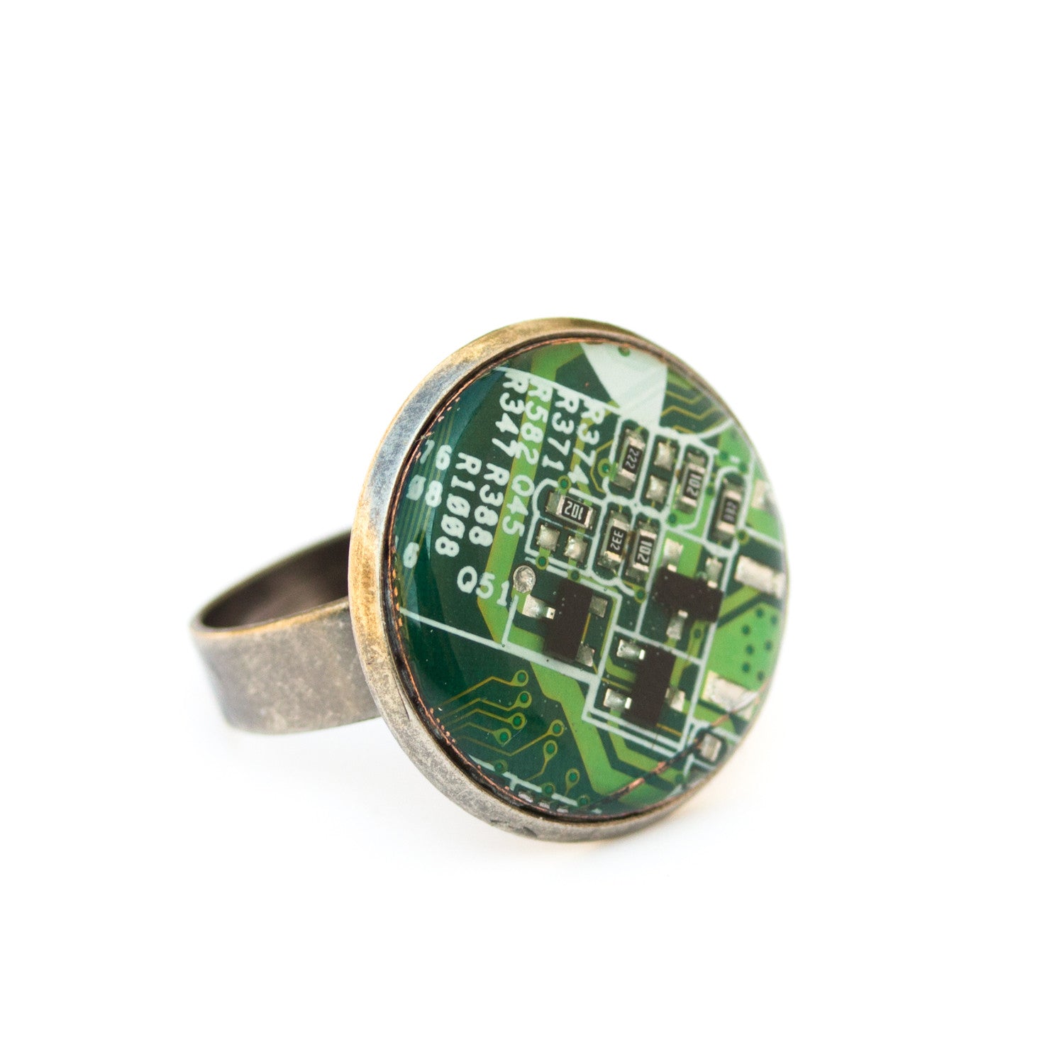 Geeky circuit board round ring - 18 mm