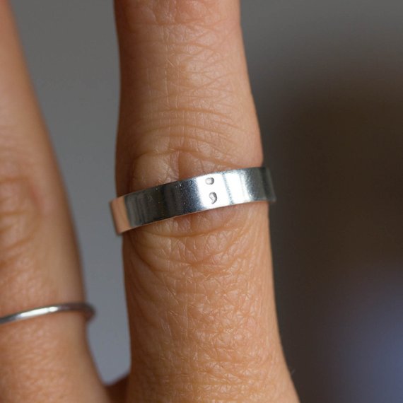 Semicolon ring - hand stamped sterling silver ring