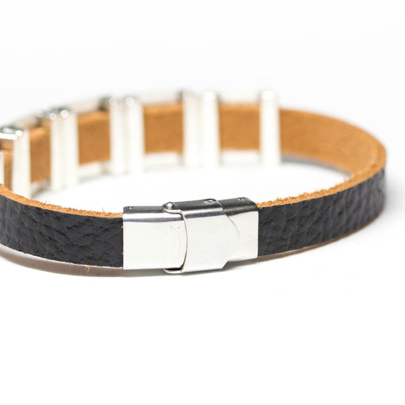 Short leather bracelet, 3 or 5 circuit board beads, unisex bracelet, adjustable