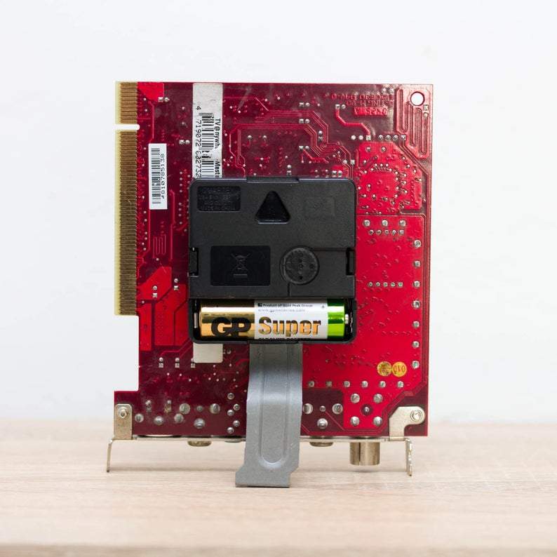 Techie Clock made of red circuit board