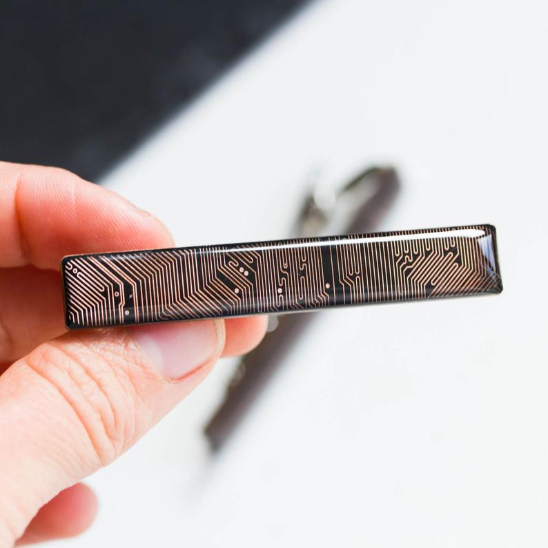 Black and Copper Circuit board Tie clip, tie bar, geek mens gift, groomsmen