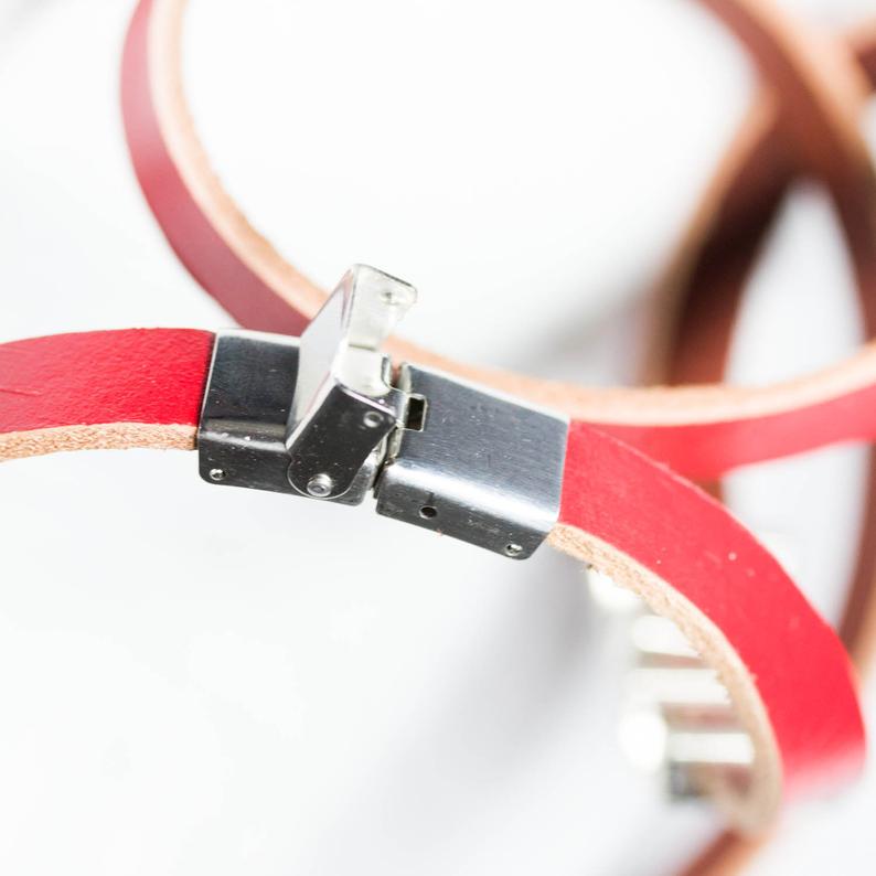 Short leather bracelet, 3 or 5 circuit board beads, unisex bracelet, adjustable