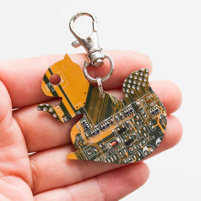 Circuit board squirrel - keychain or bag tag