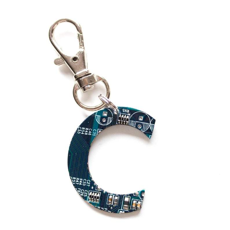Custom initial keychain made of circuit board