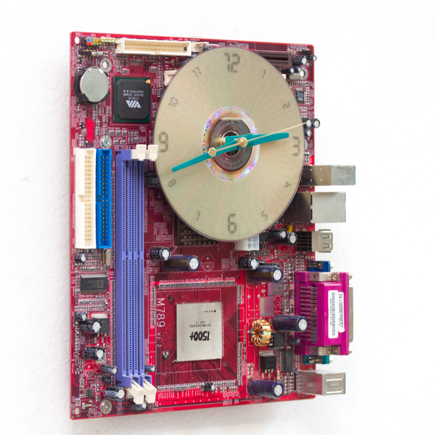 Wall Clock made of red Circuit Board