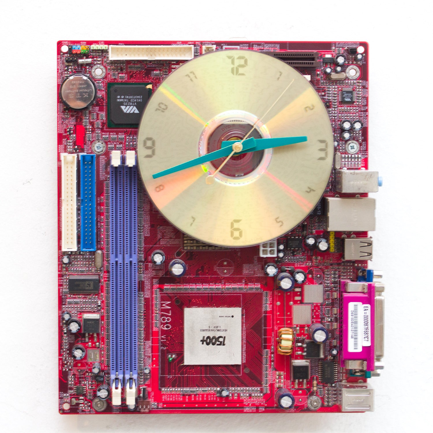 Wall Clock made of red Circuit Board