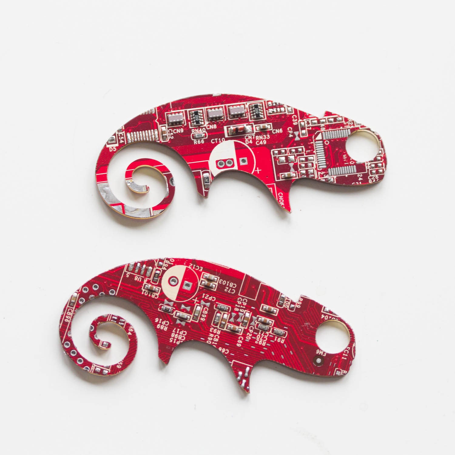 Circuit board Chameleon lizard - brooch, keychain or bag tag