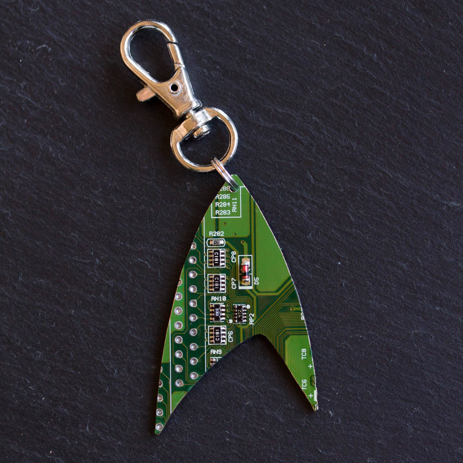 Ict Keychains Comet keychain, recycled Circuit board keychain or bag tag - recomputing