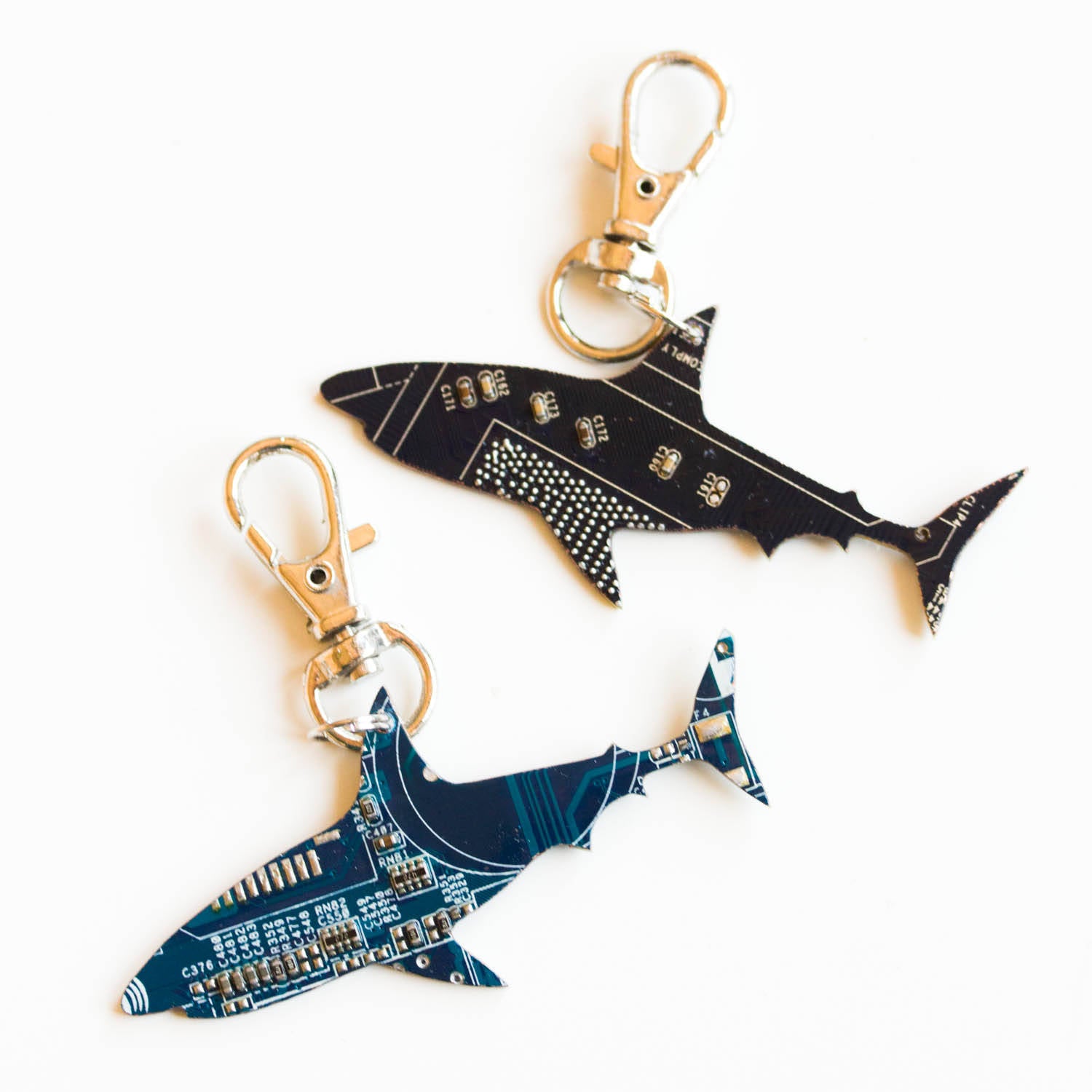 Circuit board shark  - keychain or bag tag