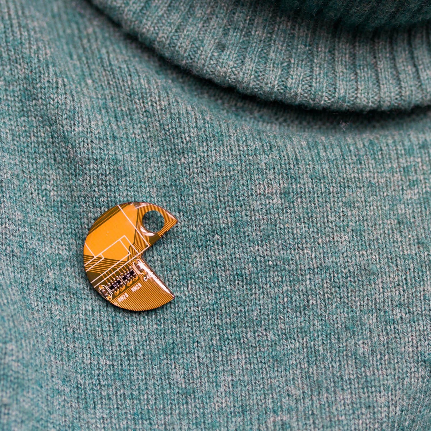 Pacman inspired Pin made with recycled Circuit board 