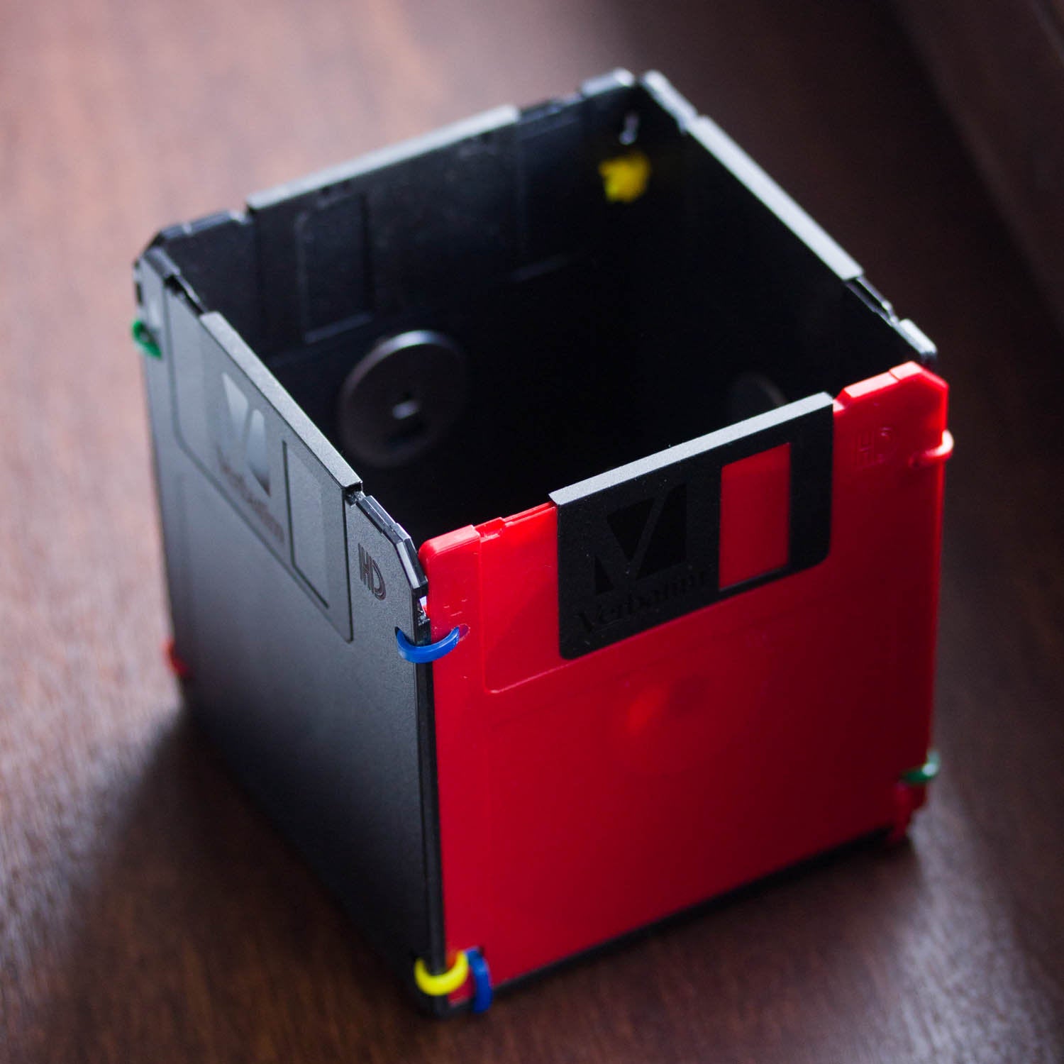 Pen and Pencil cup made with floppy disks - red