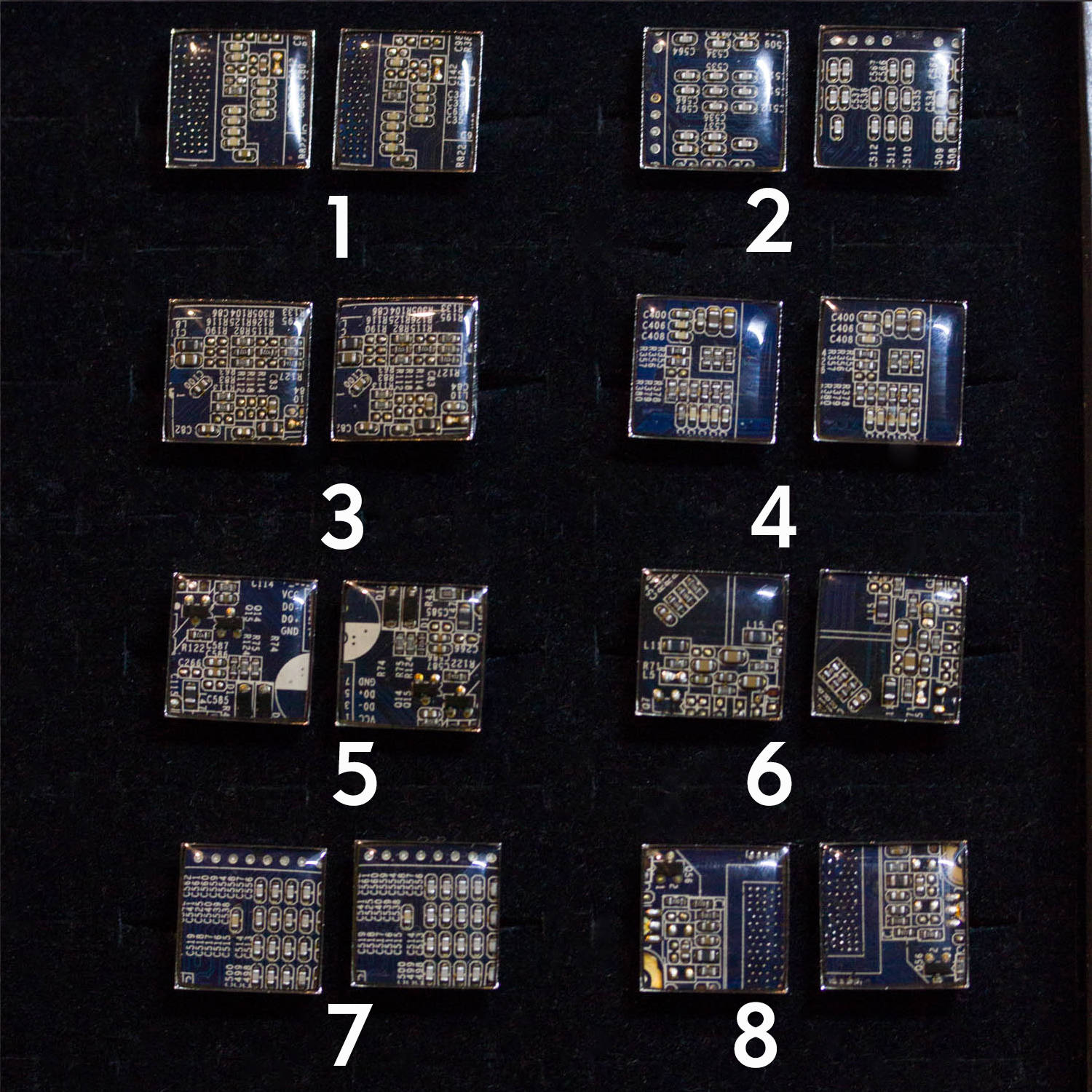 Dark Blue Cufflinks - unique circuit board cufflinks in darkest blue color
