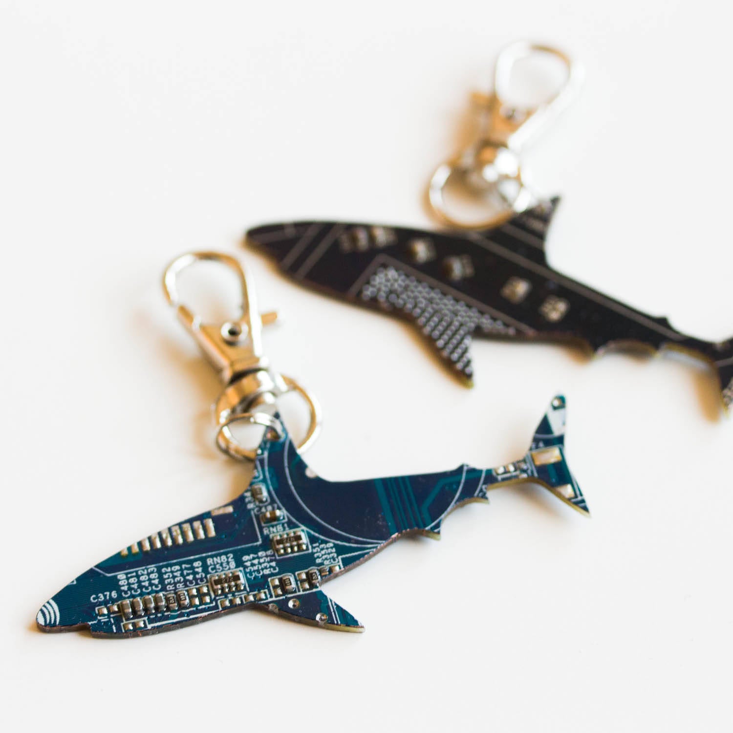 Circuit board shark  - keychain or bag tag