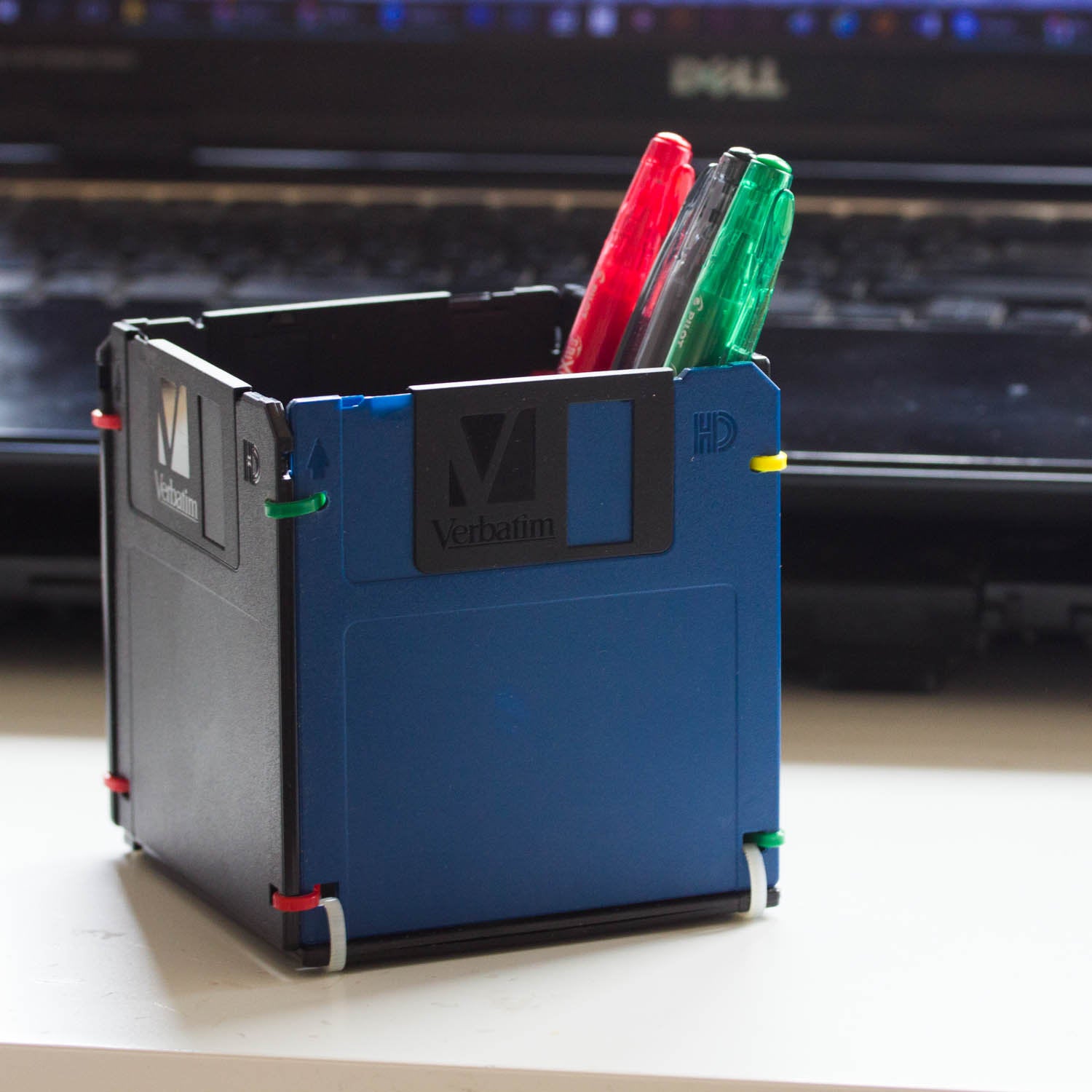 Floppy Disk Pen and Pencil Holder - blue fdd