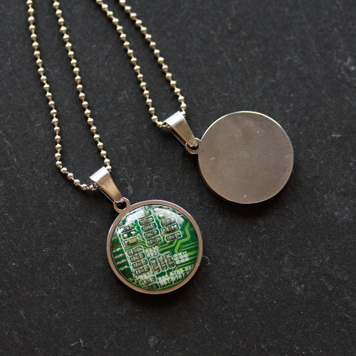 REAL Circuit board necklace, 18mm round, gift for computer nerd, recycled computer motherboard