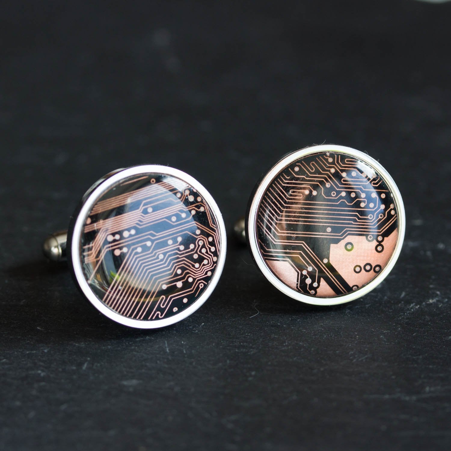Black and Copper Cufflinks in stainless steel 