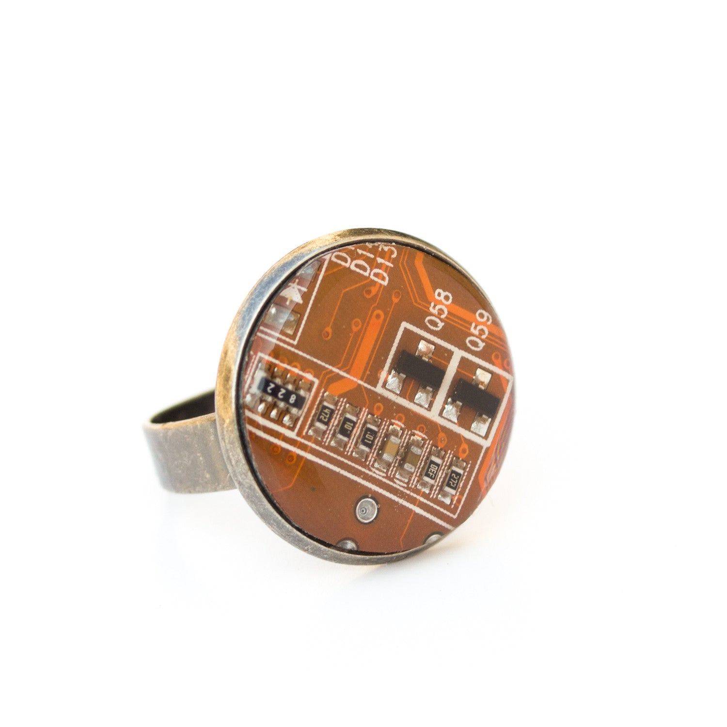 Geeky circuit board round ring - 18 mm