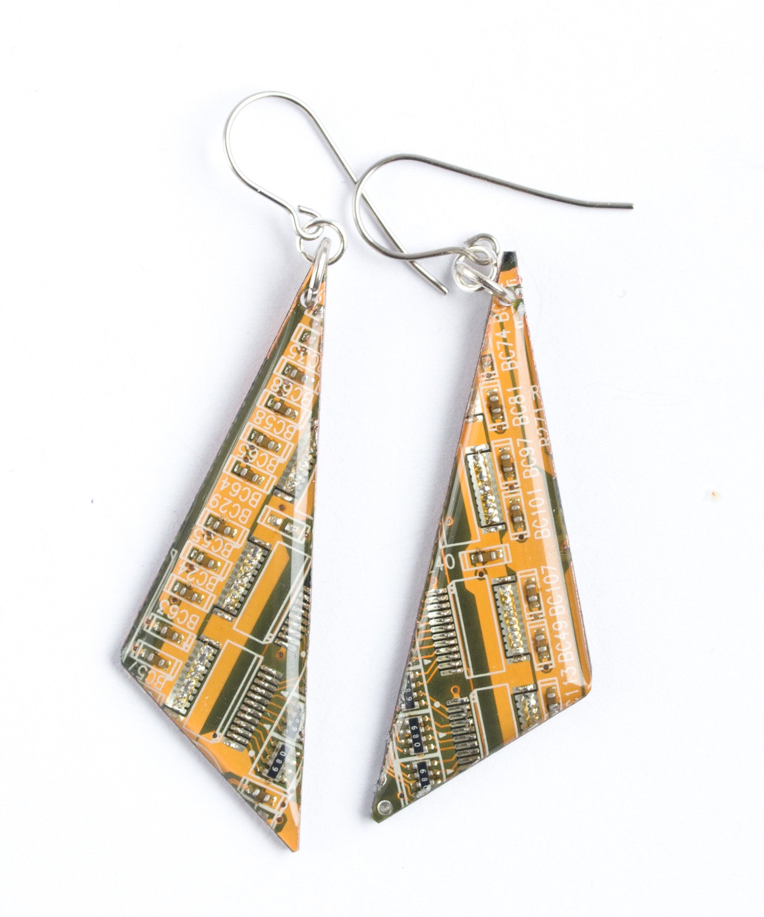 Dangle circuit board earrings